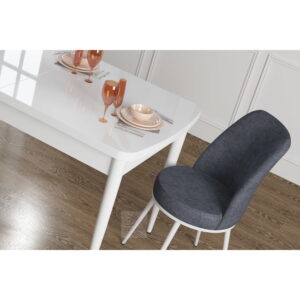 Canisa Concept Zen Serisi Mdf Açılabilir Mutfak Masası Takımı-Yemek Masası Takımı Beyaz Masa+6 Sandalye