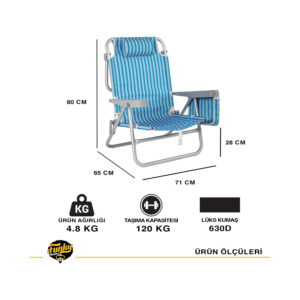 Funky Chairs Beach Star Alüminyum Katlanabilir 5 Poziyon Plaj Sandalyesi